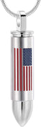 Bullet American Flag Teardrop Urn Necklaces for Man/Women Bullet Cremation Jewelry for Ashes, Stainless Steel Cremation Urns Memorial Keepsake Ashes Holder for Pets Dogs Cats