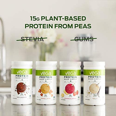 Vega Protein Made Simple Dark Chocolate (10 Servings) Stevia Free Vegan Protein Powder, Plant Based, Healthy, Gluten Free, Pea Protein for Women and Men, 9.6 Oz (Packaging May Vary)