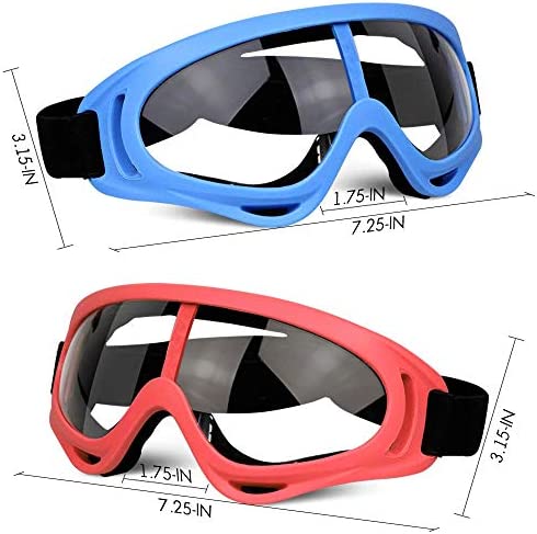 POKONBOY 2 Pack Protective Goggles / Safety Glasses / Motorcycle Eyewear with Bandanas - Compatible with Nerf Game Battle for Kids (Red & Blue)
