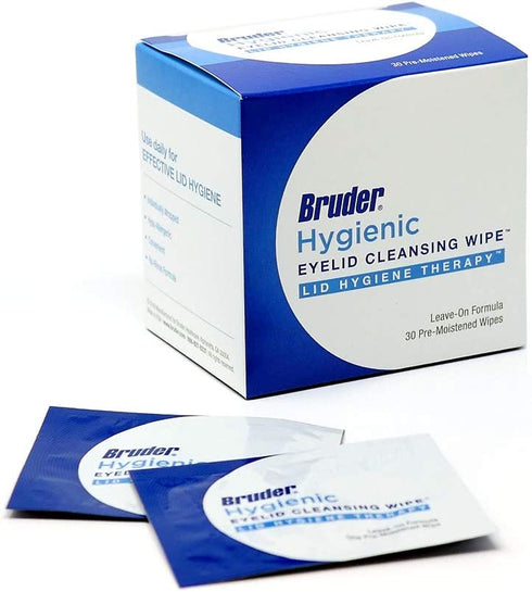 Bruder Hygienic Eyelid Cleansing Wipes | Rinse-Free Exfoliating Wipes Remove Excess Oil and Debris from Eyelids & Lashes | 30 Count Box
