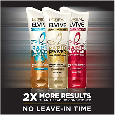 L'Oreal Paris Elvive Extraordinary Oil Rapid Reviver Deep Conditioner, Hydrates Dry Hair, No Leave-In Time, with Damage Repairing Serum and Hair Oil, 6 oz.