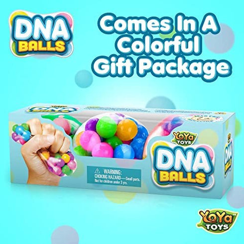 YoYa Toys DNA Balls Stress Balls Fidget Pack - Colorful Beads Squeezing Stress Relief Ball For Adults and Kids - Squishy Rubber Balls Toys Great For ADHD, Stress, Anxiety, Bad Habits and More - 3 Pack