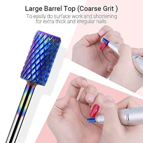 MelodySusie Nail Drill Bits Set, 7pcs Tungsten Carbide Diamond Nail Drill Bits for Acrylic Nails Poly Gel Cuticle Remove, 3/32'' Professional Nail Bits for Nail Drill Efile, Manicure Pedicure Tools