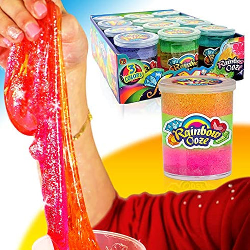 Rainbow Ooze - Rainbow Putty Slime Kit (1 Slime Putty) by JA-RU. Neon Color Glitter Slime for Kids & Adults, Boys & Girls. Stress Relief Satisfying Toys. Party Favor Birthday Fidget Gifts. 4634-1A