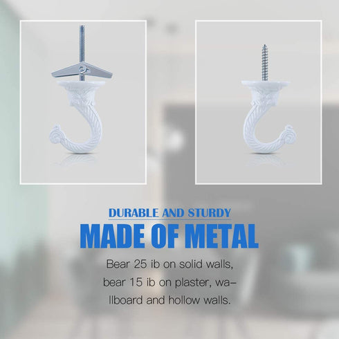 Glarks 10 Sets/40Pcs 1.5 Inch Heavy Duty Swag Hook Ceiling Hook with Steel Bolts and Toggle Wings for Ceiling Installation Cavity Wall Fixing, White Enamel Finish