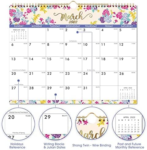 2022 Wall Calendar - Calendar 2022 with Spiral Twin-Wire Binding & Large Blocks, June 2022 - December 2022, 14.6" x 11.4", Perfect for Planning & Organizing for Home or Office - New