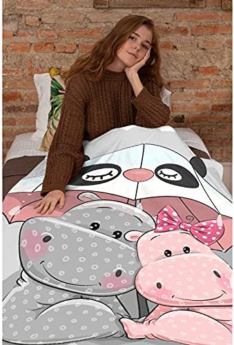 Nagasena Hippos with Umbrellas Fluffy Blanket Warm Bed Throws for Sofa and Pet,Ultra Luxurious Warm and Cozy for All Seasons 40"X30" XSmall for Pets/Toddler