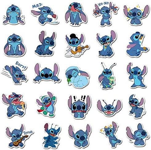50Pcs Lilo & Stitch Stickers Waterproof Vinyl Stickers for Water Bottle Luggage Bike Car Decals (Stitch)