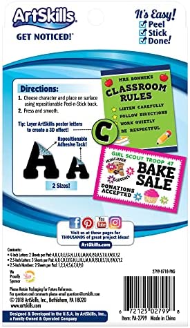 ArtSkills Paper Poster Letters and Numbers for Projects and Crafts, 4" and 2.5", Black, 150 Pieces