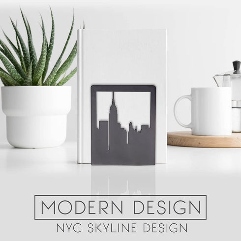 Bookends New York City, NYC Skyline Book Ends for Shelves (1 Pair)