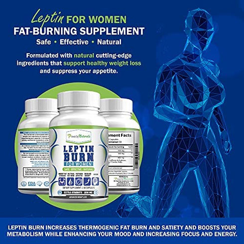Power By Naturals Leptin Burn for Women - Appetite Suppressant, Metabolism Booster & Fat Burners for Women Weight Loss - Diet Pills That Work Fast for Women (60) Leptin Resistant Supplements