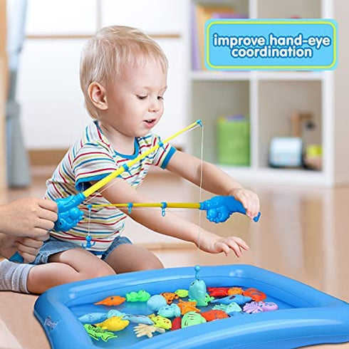 TOY Life Kids Magnetic Fishing Game with Toy Fishing Pole, Fishing Toy for Toddlers,Toddler Fishing Game, Pool Fishing Game, Water Toys for Kids,Outdoor Fishing Games for Kids 3-5,Fishing Bath Toy