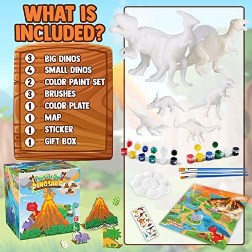 FUNZBO Kids Crafts and Arts Set Painting Kit - Dinosaurs Toys Art and Craft Supplies Party Favors for Boys Girls Age 4 5 6 7 Years Old Kid Child Creativity DIY Gift Set