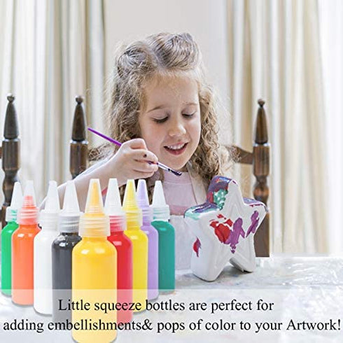 Hajoyful Squeeze Bottle 40 Pack 2oz Condiment Squeeze Bottles Small Plastic Dispense Squeeze Bottles Squirt Bottle with Extra 3 Funnel and 40 Stickers for Arts and Crafts,Glue,Cake Decorating,BBQ