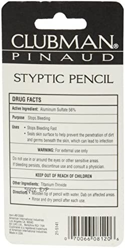 Clubman Pinaud Styptic Pencil Travel Size .33 oz (Pack of 3)