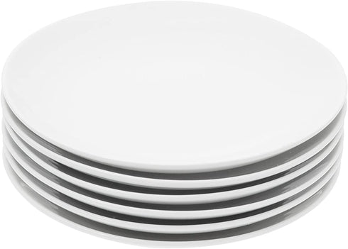 Miicol Durable Porcelain 6-Piece Dessert Plate Set, Elegant White Serving Plates (6-inch dessert plates)