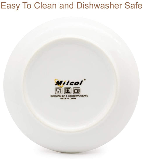 Miicol Durable Porcelain 6-Piece Dessert Plate Set, Elegant White Serving Plates (6-inch dessert plates)