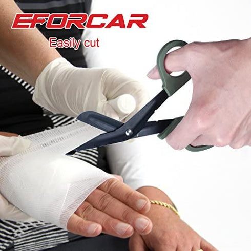 EFORCAR Medical Shears, Trauma Bandage Scissors,EMT Paramedics Nurses First aid Sharp Stainless Steel Saw Tooth Black Green Scissors,(2 Pack)