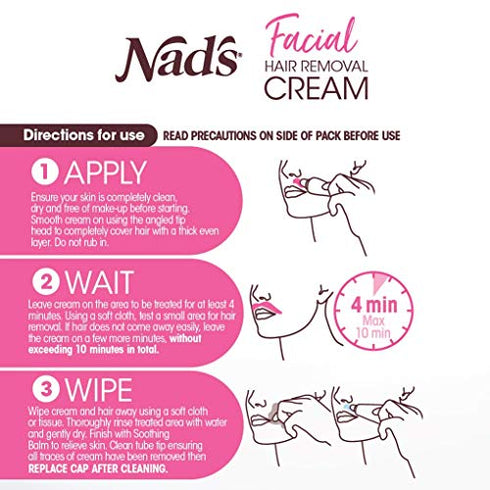 Nad's Facial Hair Removal Cream - Gentle & Soothing Hair Removal For Women - Sensitive Depilatory Cream For Delicate Face Areas, 0.99 Oz (4446)