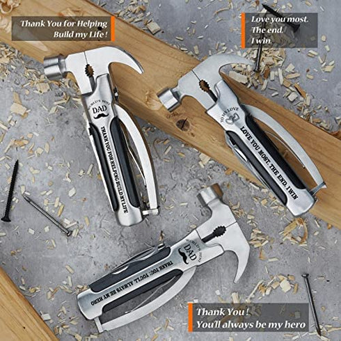 VEITORLD All in One Survival Tools Small Hammer Multitool, Gifts for Dad from Kids Valentines Day, Unique Birthday Gift Ideas for Dad Men Him from Daughter Son, Cool Gadgets Stocking Stuffers for Men
