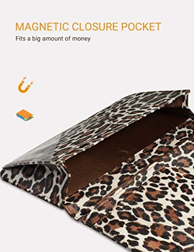 Zreal Server Book for Waitress, 5 X 9 Leopard Serving Books with Zipper Pouch, Magnetic Closure Pocket with High Volume, Cute Waitress Book Organizer with Money Pocket Fit Server Apron (Light Leopard)