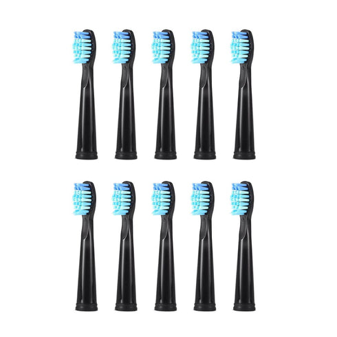 10 Pack Toothbrush Replacement Heads Compatible with Fairywill FW-D1/D3/D7/D8/507/508/551/917/959, Gloridea, Sboly, WOVIDA, YUNCHI Sonic Electric Toothbrushes - Black