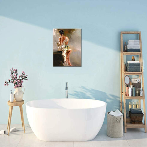 Home Decor Wall Art Painting Canvas Prints Bathroom Bedroom Living Room Wall Decoration Nude Woman Art Stretched and Framed Painting on Canvas