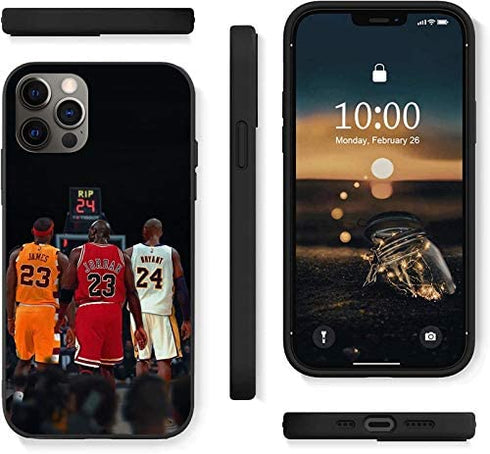 Legendary Basketball Theme Designed for iPhone 12 Pro Max Case, Fashion Slim Protective Anti Scratch Premium TPU Soft Cover, Compatible with iPhone 12 Pro Max 6.7 inch (Lebron-Jordan-Kobe)