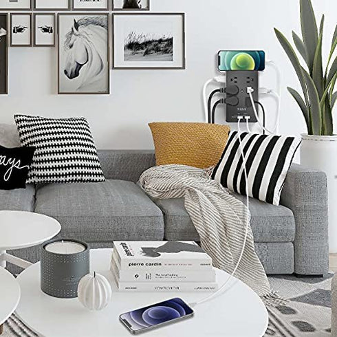 Multi Plug Outlet Extender Nikleb, Surge Protector 12 Outlets, Wall Plug with 2 USB+ USB C Ports Total 3.1A, Charger Blocks Wall Mount, Outlet Splitter Heavy Duty for Home, Office, Garage Improvement