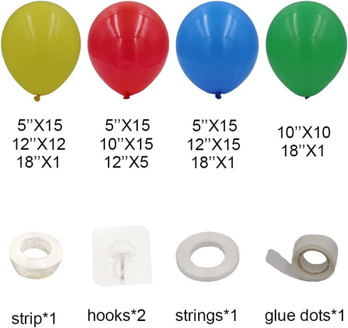 Red Blue Yellow Green Balloon Garland Arch Kit-Small&Large Red Blue Yellow Green Balloons Party Supplies for Birthday Party, Robot Blocks Party, Video Game Party