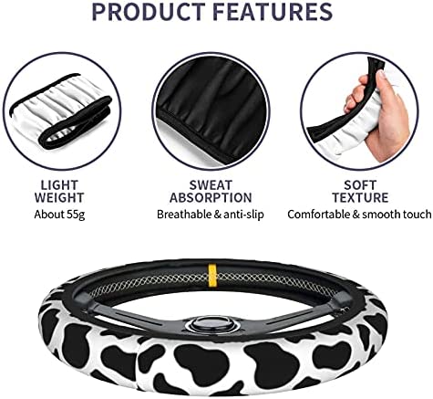 Cow Print Steering Wheel Cover Non-Slip Elastic Universal Accessories Fit Suvs Vans Sedans Cars Trucks Decor