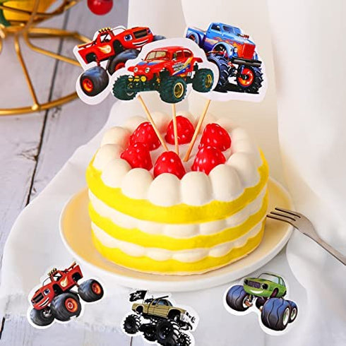 32 Pieces truck Party Supplies truck Car Cake Topper Set Including 1 truck Banner 1 truck Cake Topper 30 truck Cupcake Toppers for truck Birthday Baby Shower