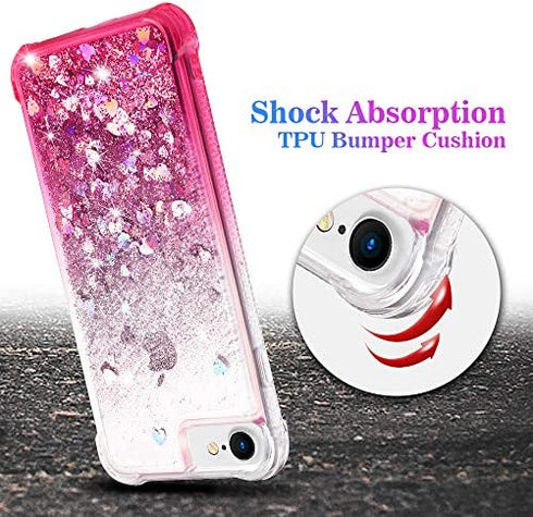 Ruky iPhone 6 6S 7 8 Case, iPhone SE 2020 Case, Glitter Gradient Quicksand Series Bling Liquid Floating TPU Bumper Cushion Protective Girls Women Phone Case for iPhone SE 2022 4.7", Gradient Pink