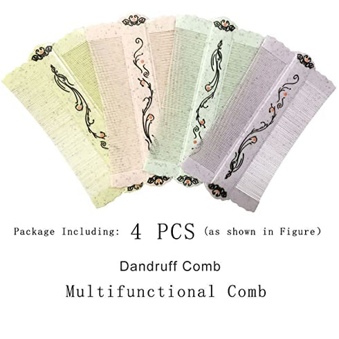 4 Pcs Combs Double Sided Fine Tooth Dandruff Comb, Hair Combs for Women