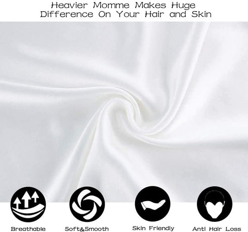 Adubor 100% Mulberry Silk Pillowcase for Hair and Skin with Hidden Zipper, Both Side 23 Momme Silk, 900 Thread Count (20x26inch, Standard Size, White, 1pc)
