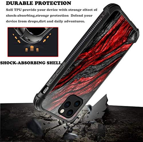 CARLOCA iPhone 11 Case,Black Red Wood Grain iPhone 11 Cases for Men Boys,Graphic Design Shockproof Anti-Scratch Hard Back Case for Apple iPhone 11 Wood Grain