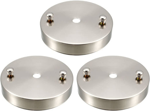 uxcell Retro Ceiling Light Plate Pointed Round Base Chassis Disc Pendant Accessories 97mmx20mm Silver Tone w Screw 3pcs