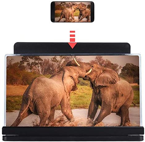12’’ Screen Magnifier for Smartphone, Foldable HD Mobile Phone Screen Magnifier Phone Magnifying Screen Smartphone Magnifier for Viewing TV Projection Multi-Functional Phone Bracket Holder(Black)