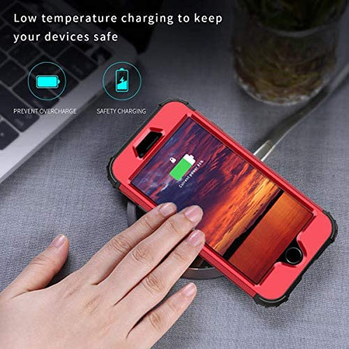 Hekodonk for iPhone SE 2022/2020 Case, Heavy Duty Shockproof Protection Hard Plastic+Silicone Rubber Hybrid Protective Case for iPhone SE 3rd/2nd Generation/iPhone 8/7 4.7" Bling Red