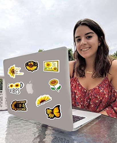 Sunflower Stickers Pack for Laptop,50 Pack Sticker Floral Themed Sunflower Decal for Girls,Vinyl Waterproof Stickers for Girls,Skateboard,Water Bottles,Computer,Phone