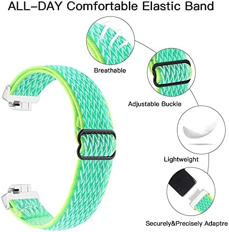 ?2Pack? Elastic Watch Band Compatible with Fitbit Inspire 2/ Inspire/Inspire HR,Woven Soft Nylon Sport Breathable Wristband Replacement Women Men for Fitbit Inspire (Green-Black)