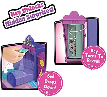 Disney Doorables Beyond the Door Elsa’s Bedroom Playset, Includes 3 Exclusive Disney Frozen Figures, 7 Accessories, and 1 Key, Officially Licensed Kids Toys for Ages 5 Up, Gifts and Presents