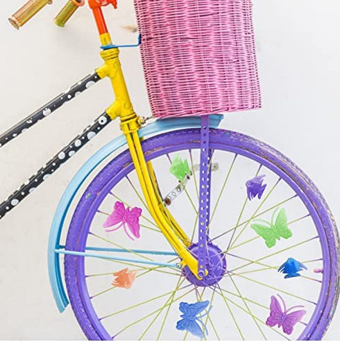 BAPHILE Bike Accessories for Kids Girls Bike Bicycle Decorations Including Pink Bike Handlebar Grips, Bike Streamers, Butterfly Bike Wheel Spokes, Flower Bell and Stickers,Rabbit Balloon