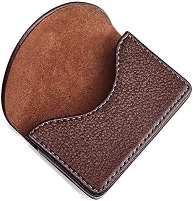 Ocadux Leather Business Card Holder Case for Men or Women Pocket Business Card Wallet Name Card Case Holder with Magnetic Shut, Holds 25 Business Cards, Coffee