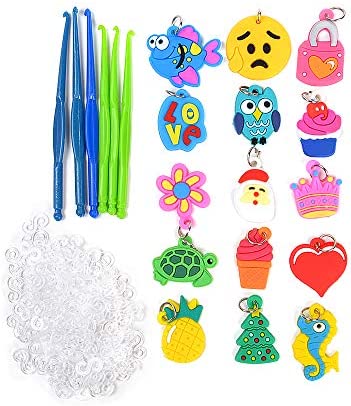 VICOVI 3700+ Colorful Rubber Bands Glow in The Dark Set Included: 3600+ Premium Quality Loom Bands in 6 Colors + 100 S-Clips + 15 Lovely Charms + 6 Crochet Hooks, No Loom Board Included.