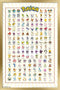 Trends International Pok©mon-Kanto Grid Wall Poster, 22.375" x 34", Gold Framed Version