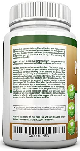 PSYLLIUM Husk Capsules - 1450mg Per Serving - 240 Capsules - Premium Psyllium Fiber Supplement - Great for Constipation, Digestion and Regularity - 100% Natural Soluble Fiber