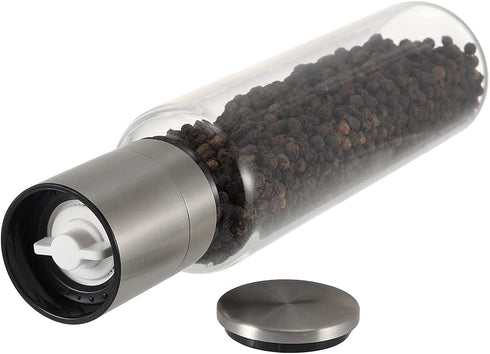 Remedic Premium Stainless Steel Salt and Pepper Grinder Set of 2 Borosilicate Glass Jar - Adjustable Coarseness Ceramic Clear Pepper Spices Shaker - Tall Grinder Mill Set Kitchen Gifts€¦