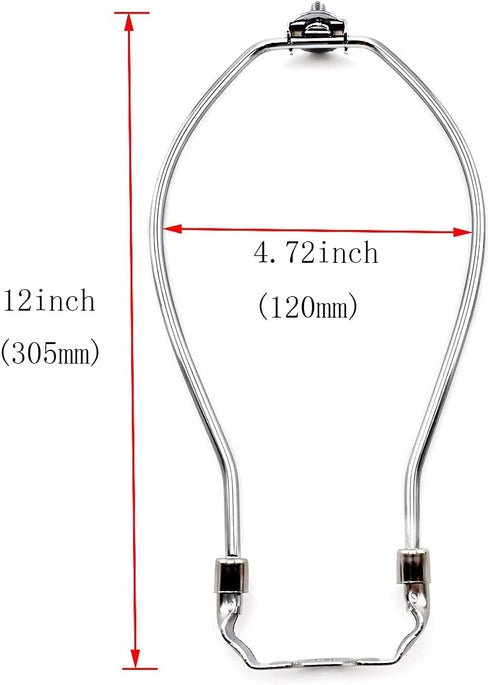 MARRTEUM 12-Inch Lamp Shade Harp Holder with Clear Faceted Crystal Lamp Finial and Light Saddle Base for Table and Floor Lamps, 2set