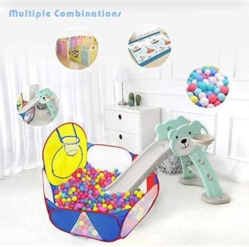 Eocolz Kids Ball Pit Large Pop Up Childrens Ball Pits Tent for Toddlers Playhouse Baby Crawl Playpen with Basketball Hoop and Zipper Storage Bag, 4 Ft/120CM, Balls Not Included